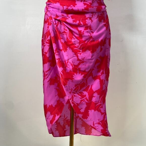 Do + Be Womens One Shoulder Midi Dress Size L Tulip Hem Feminine Vacation Resort - Picture 4 of 13